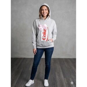 Diet Coke X Target Gray PINK BOW HOODIE Oversized Sweatshirt Limited Edition Med